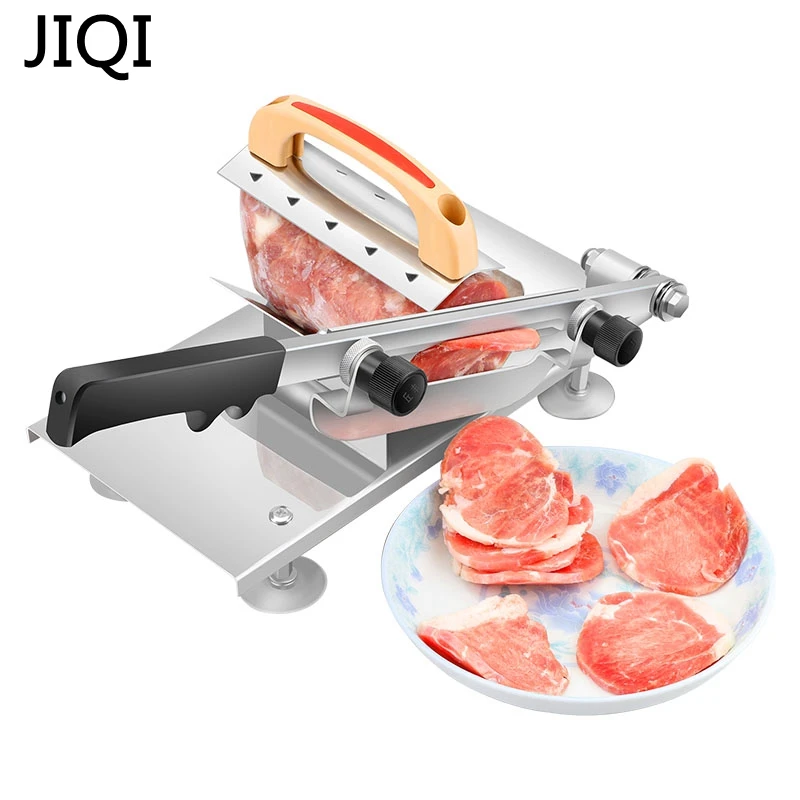 JIQI машина для нарезки мяса сплав+ нержавеющая сталь бытовая ручная регулируемая толщина мяса и овощей слайсер