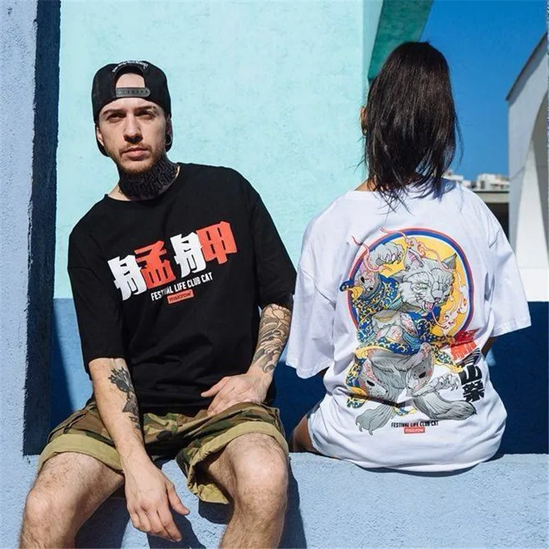 Футболка мужская хип-хоп футболка с японским принтом Harajuku футболка Уличная Повседневная летняя футболка с коротким рукавом крутая футболка с принтом дьявола