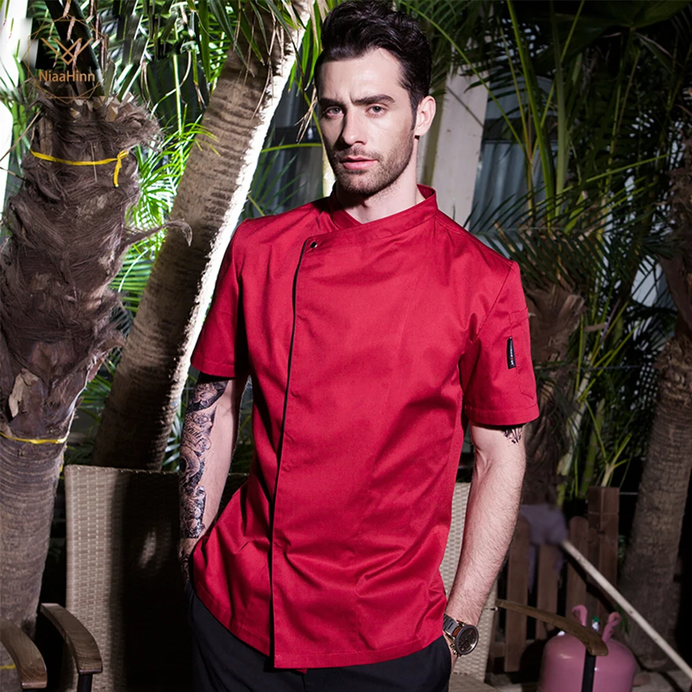 Red Chef Jacket Woman Breathable Mesh Hotel Uniform Short Sleeve Restaurant Kitchen Bakery Unisex Wholesale New | Тематическая