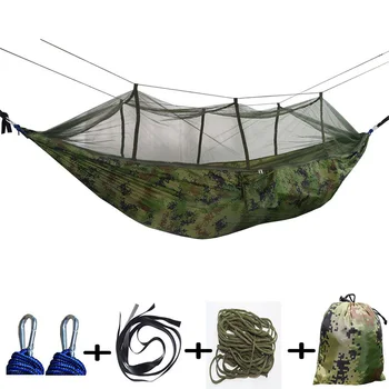 

260*140 cm Outdoor Camping Mosquito Net Hammock Portable Parachute Swing Indoor Widen Double Person Hanging Sleeping Bed JY