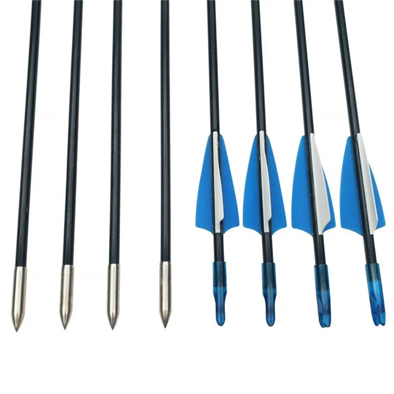 12/24pcs 1 Quiver Archery Fiberglass Arrows Rubber feather 31