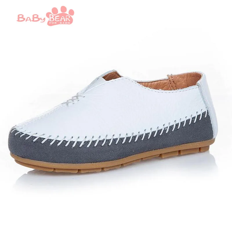 

2016 autumn children leather shoes boys girls fashion sneakers kids casual shoes cow muscle sole slip-on 3 colors zzl