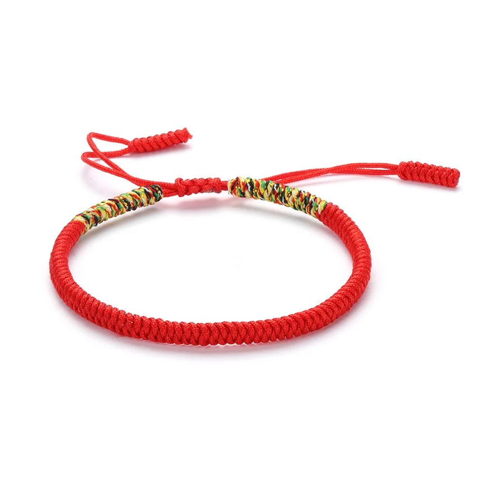 Hand knitted Silk Rope Bracelet Tibetan Buddhist Knots Woven Lucky