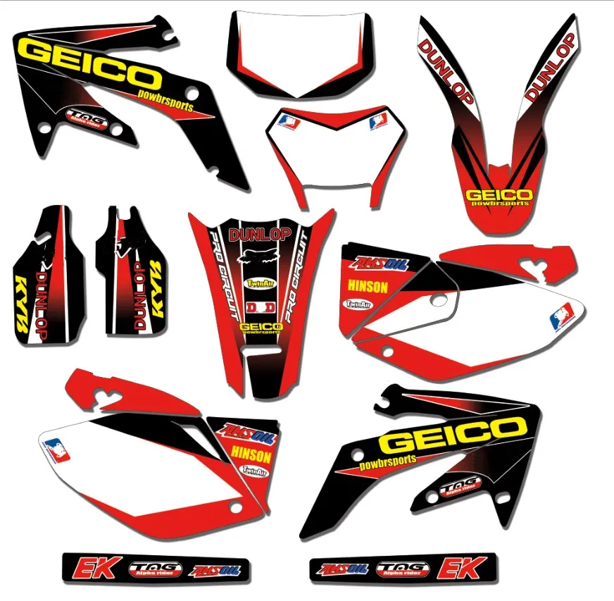 Motocross pit Graphics 6 STYLES GRAPHICS BACKGROUNDS DECALS STICKERS FOR HONDA CRF 250X CRF250X 2004 2005 2006 2007 2008 2009 2010 2011 2012-2014-2016 Color : As shown