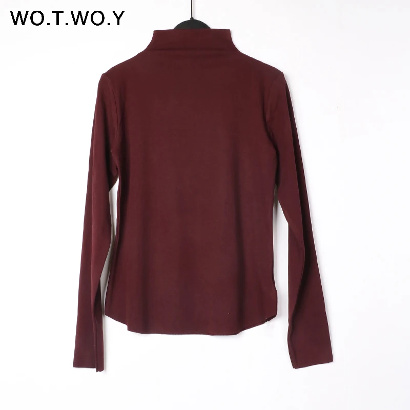 Basic Colorful Turtleneck T shirts Women 2019 Spring Long Sleeve Casual Solid Cotton Tshirt Female Plus Size With Velvet