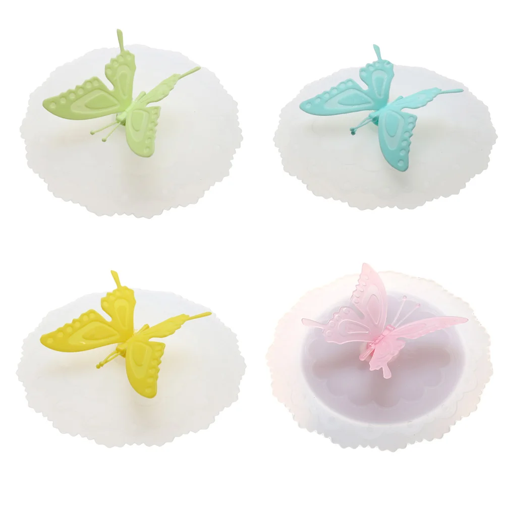 New Cute Butterfly Silicone Cup Lids Anti dust Leakproof Drinkware