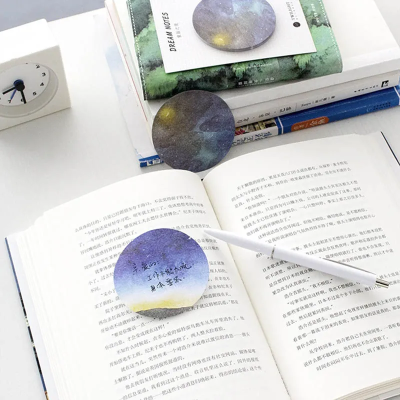 Серия естественных снов самоклеящаяся блокнот для заметок Kawaii Милая луна круглой формы N Times Post Sticky закладка для заметок школьные офисные принадлежности