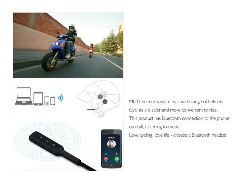 SikkiS мотоцикл беспроводной Bluetooth 4,0 гарнитура мотоциклетный шлем наушники Динамик для наушников долгое время работы Handsfree MH01