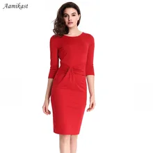 AAMIKAST, женские платья,, элегантные, круглый вырез, рукав три четверти, повседневные, вечерние, винтажные, деловые платья, S M L XL XXL XXXL