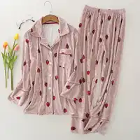 2018 winter pleuche prints pyjamas women sleepwear 2PCS Homewear Female Pajamas set autumn nightwear warm home clothing