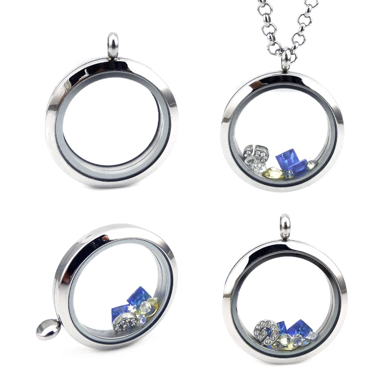 25mm-30mm Round Photo Locket Pendant 316l Stainless Steel Origami Owl Floating Living Lockets and Charms Lockets