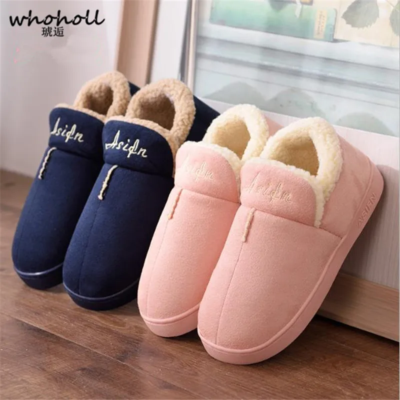 

WHOHOHLL Women slippers Winter Warm Fur Home Slippers Cotton Sheep Lovers Indoor house shoes Plush Size House Shoes Woman