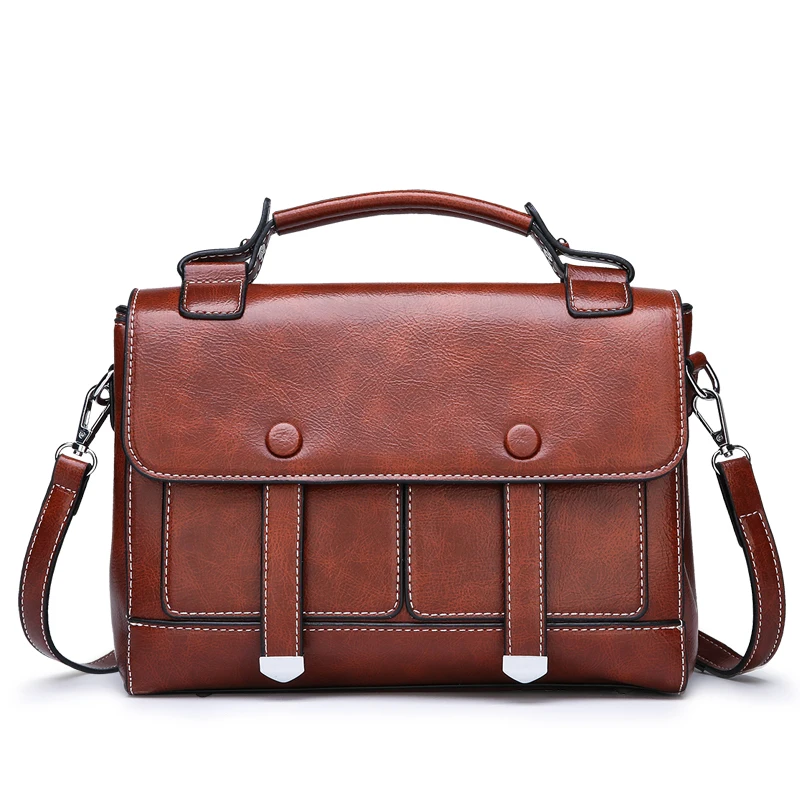 

2018 Preppy Style Women Briefcase Classic Mori Girl Shoulder Bag PU Leather Satchel Handbag Leisure Portable Women Messenger Bag