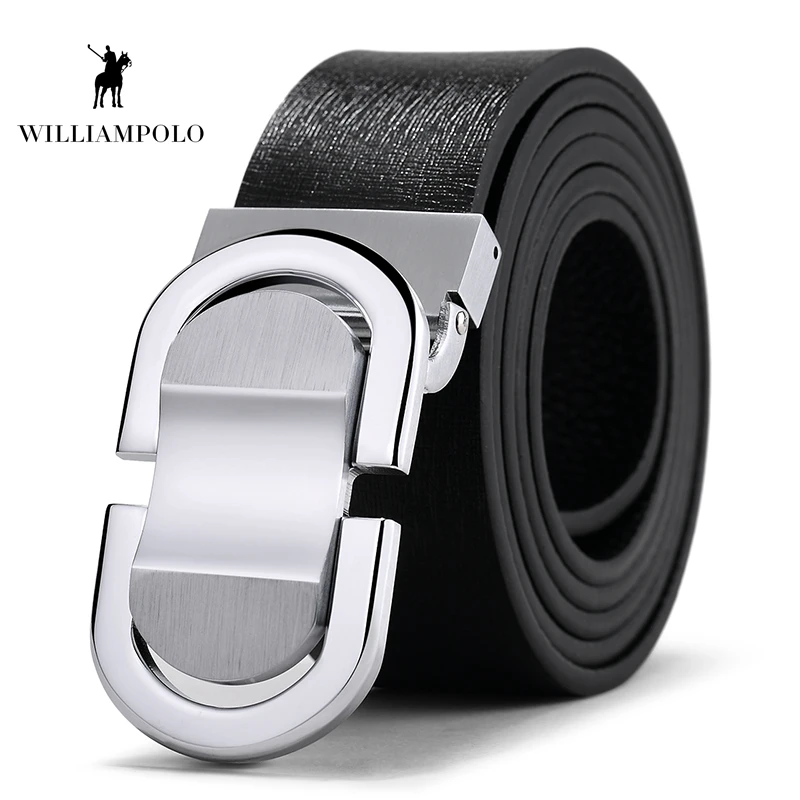 

Williampolo 2019 Fashion Men Genuine Leather Belt Luxury Brand Gold Alloy High Quality Wedding Belt Gift PL065-66P