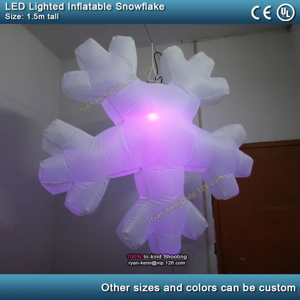 1.5m LED lighting inflatable snowflake hanging balloon stage mall wedding party events decoration LED ball 2