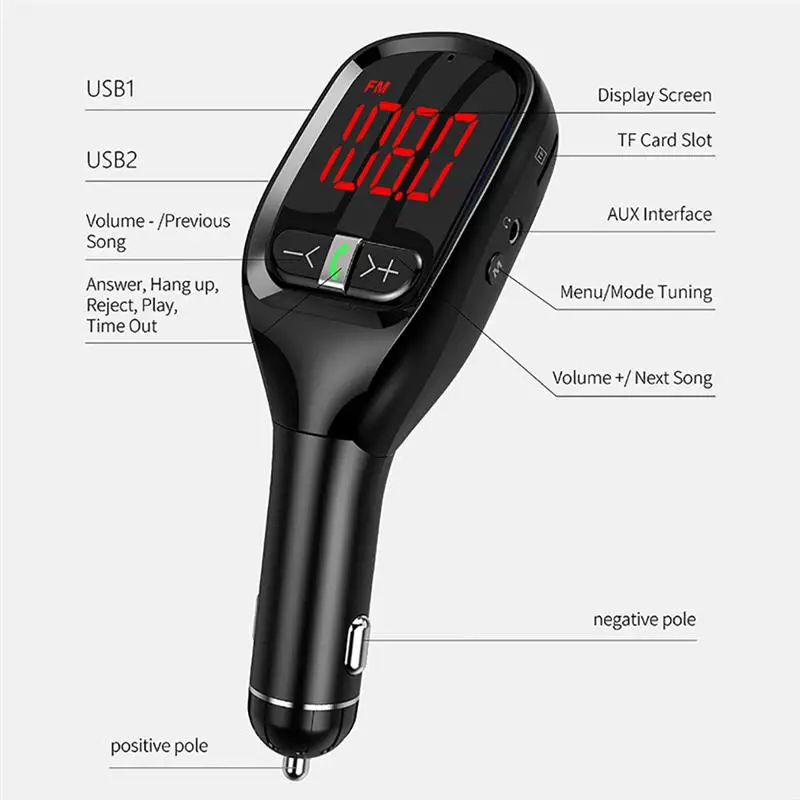 AOZBZ беспроводной Bluetooth fm-передатчик Автомобильный MP3-плеер магнитола с AUX DC 12-24 В USB зарядное устройство