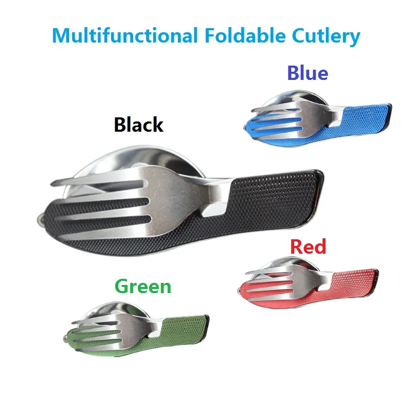

Portable 4 in1 Multi-Function Folding Spoon Fork Knife Outdoor Camping Tableware