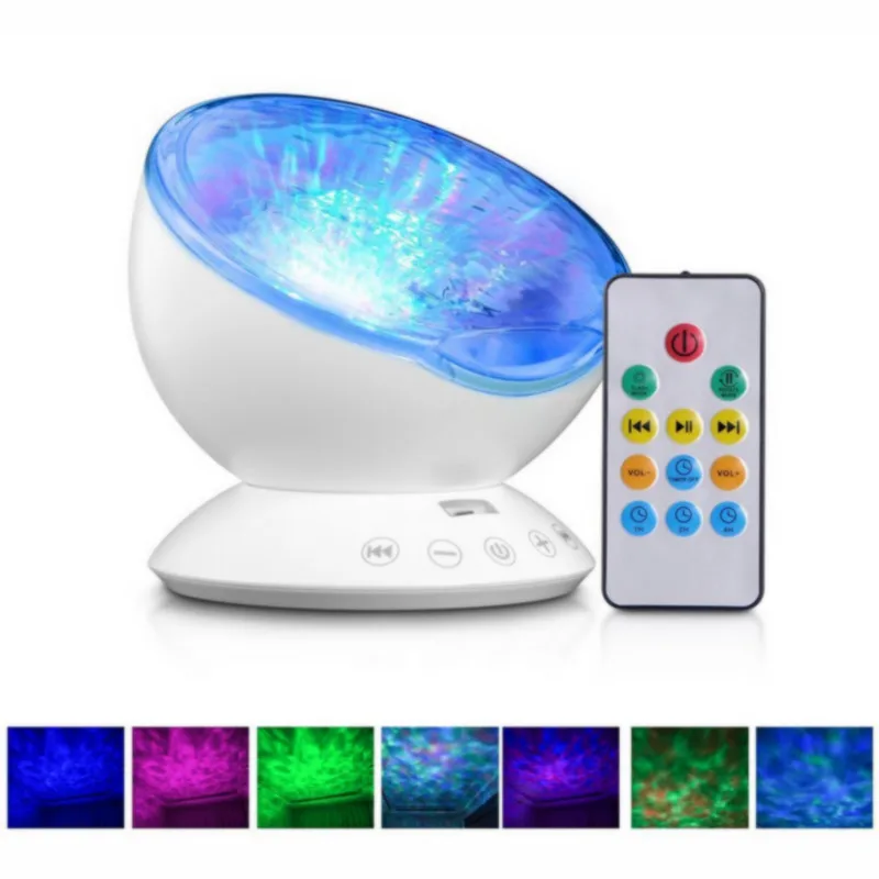 Vioslite Ocean Wave Night Light Remote Control Rotate Water Dream Wave