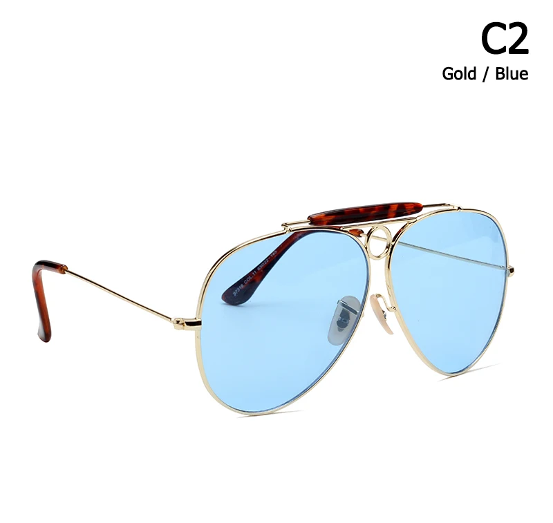 JackJad Новая мода 3138 шутер стиль винтажные авиационные Солнцезащитные очки металлический круг фирменный дизайн солнцезащитные очки Oculos De Sol с капюшоном - Цвет линз: C2 Gold Blue