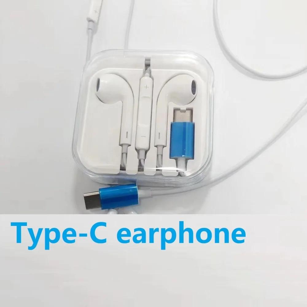 

50 pieces Stereo typec Headphones Earphones Type-C Earphone with Mic for Redmi note3 note4 Xiaomi Mi 6/8 Letv Huawei Ear Phone