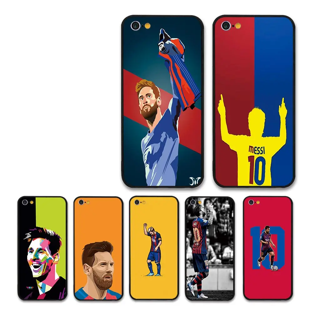 Европейский футбольный чехол с надписью &quotMESSI&quot стиль Барселона черный для Apple