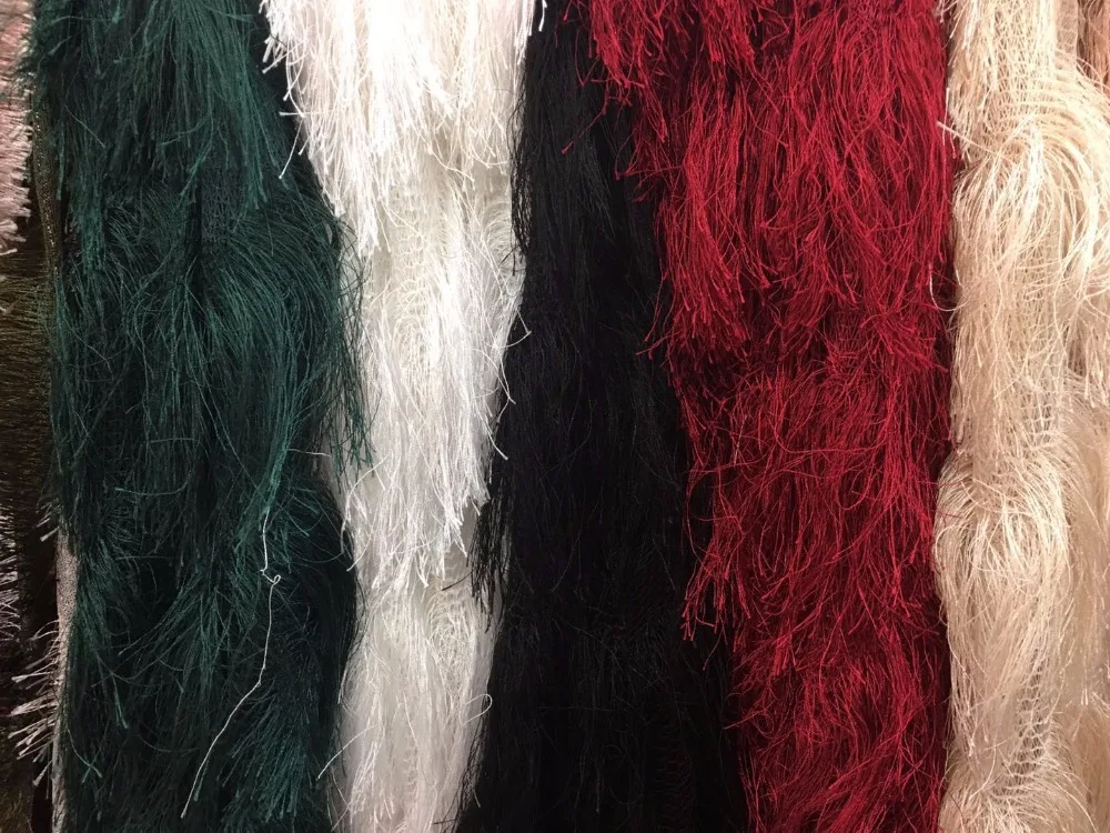 Высокое качество темно-зеленое перо африканский тюль кружевная ткань для рождественского подарка модный дизайн/шоу на сцене/вечернее платье