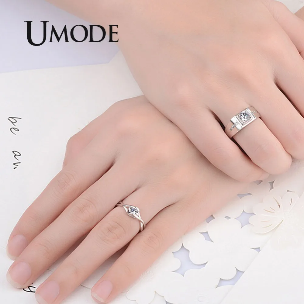 UMODE Brand Engagement Zirconia Mens Womens Love Resizable Wedding Rings Sets Promise Rings for Couples Jewelry Stes UR0445