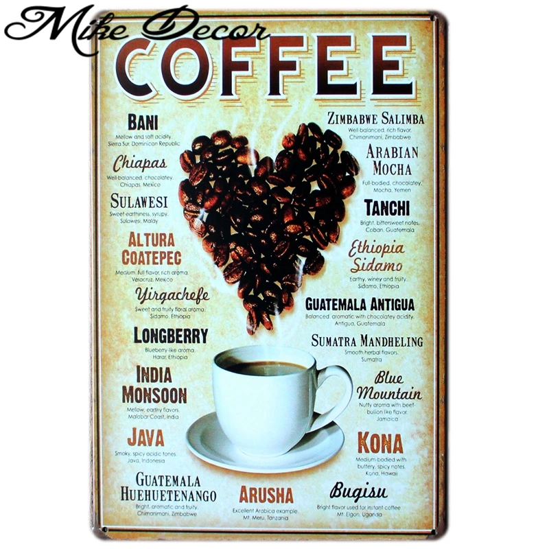 [Mike86] кафе меню знай свой Кофе жестяная вывеска старая настенная металлическая живопись художественный Декор AA-230 смешанный заказ 20*30 см - Цвет: AA 151