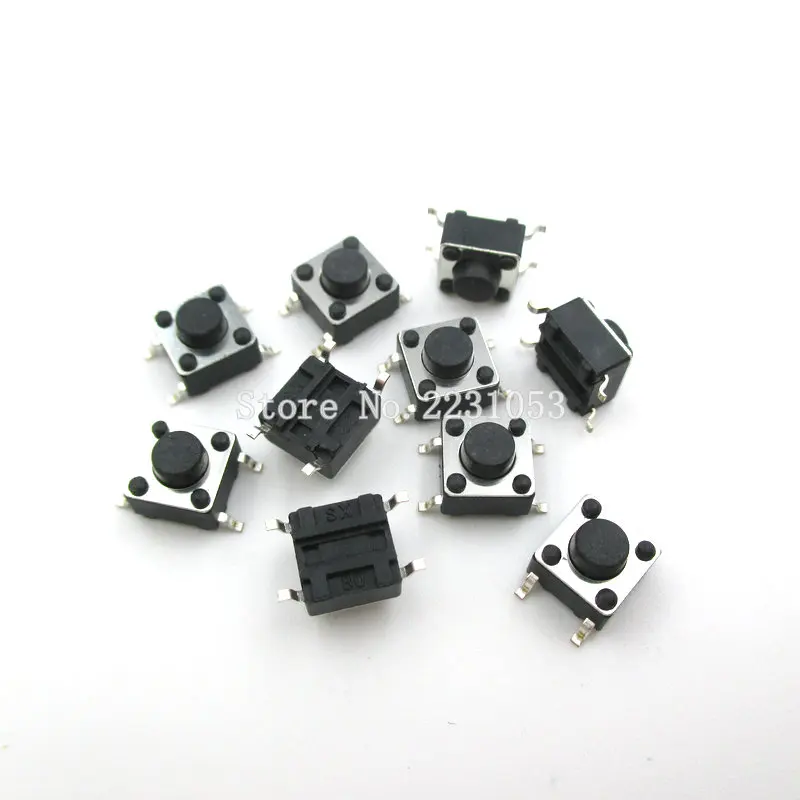 100 шт./лот SMD Кнопка 6x6x4 3 мм 6*6*4 пластиковая головка тактовый переключатель
