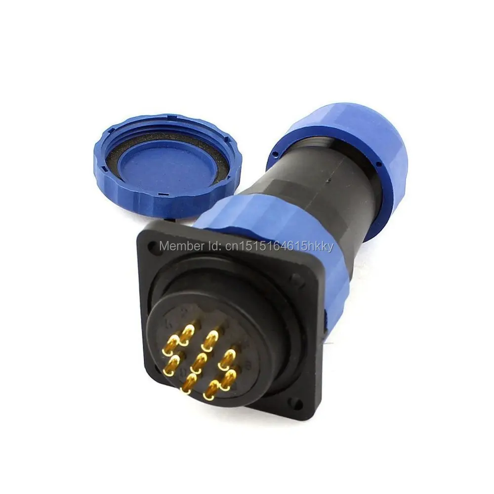 

SD28 28mm 9 Pin 9P Square Flange Waterproof Aviation Connector Straight IP68