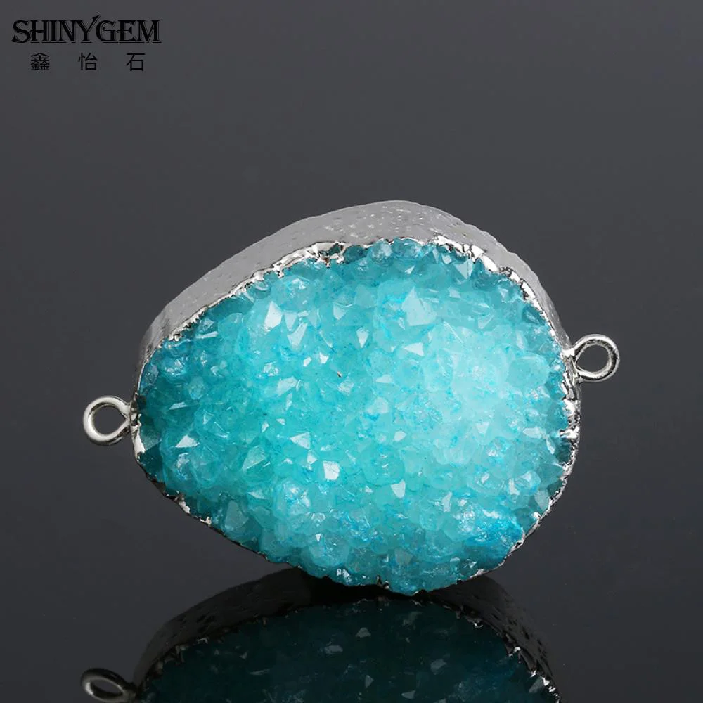 ShinyGem нерегулярные Подвески Druzy 6 цветов хрустальные подвески серебряная рамка натуральный камень подвеска-Маятник для изготовления ювелирных изделий 1 шт