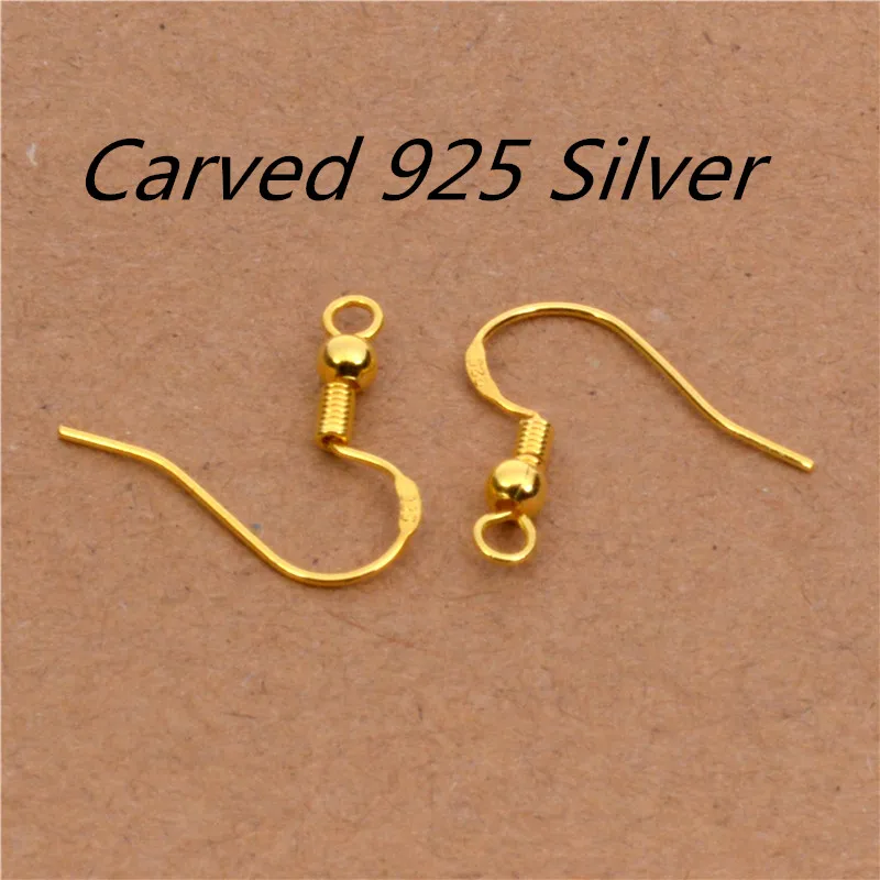 

50PCS 925 Sterling Silver Ear Hooks Earwire with Ball and Coil Earring Gold Plated Earring Hook Diy Earring Findings