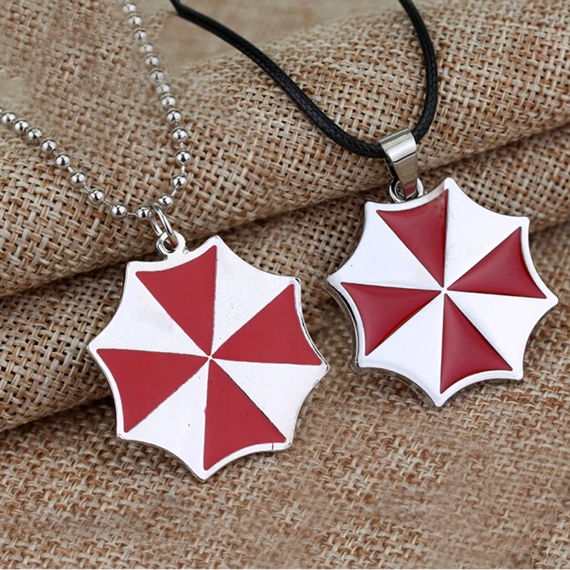 

dongsheng Fashion Movie jewelry Resident Evil Red Umbrella Corporation Logo Necklace Leather Rope Pendants Collier -30
