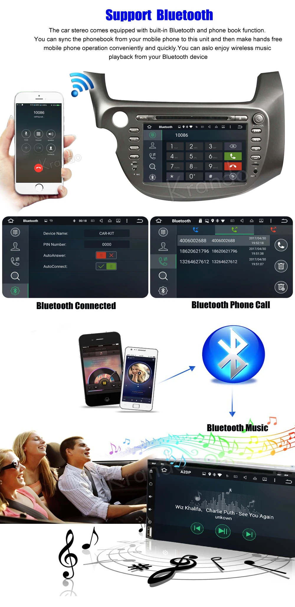 Krando honda fit jazz 2009-2013 android car radio gps navigation system multimedia player (3)