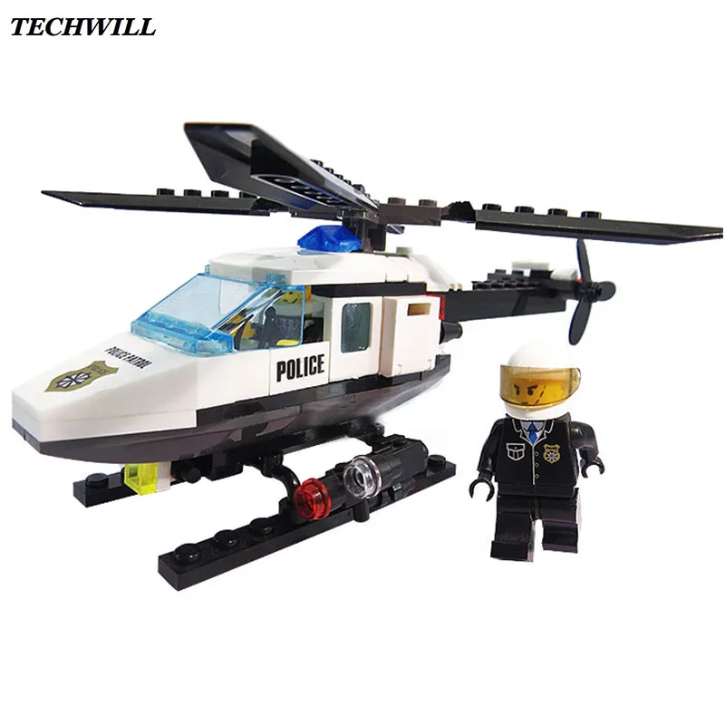 102pcs Assemble Police Helicopter Small Particles Building Blocks For Children Baby Educational Toys Gift Supplies DIY Blocks baby-building-blocks