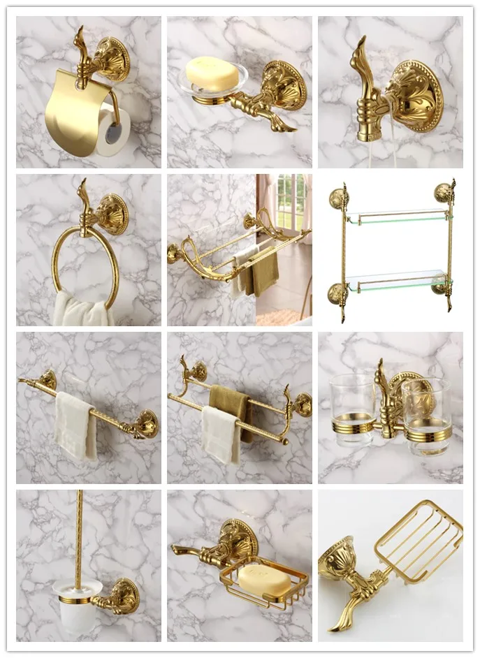 Luxury Gold 11piece Bathroom Hardware Accessory Set Towel Bar Rack