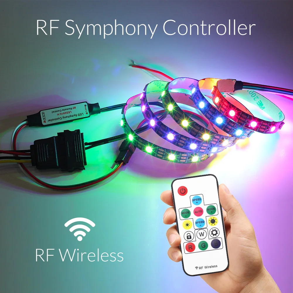 5 в 1 М WS2812 ws2812b RGB светодиодный светильник 5050 2812b 60 Светодиодный s + RF пульт