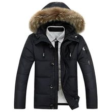2016 Warm Fashion Men’s Winter Jackets and Coats Thick White Duck Down Wool rich Coat Brand Design Fur Campera Hombre Invierno