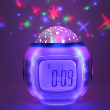 

Music Starry Star Sky Projector LED Night Light Digital Projection Alarm Clock Calendar Thermometer Horloge Reloj Despertador