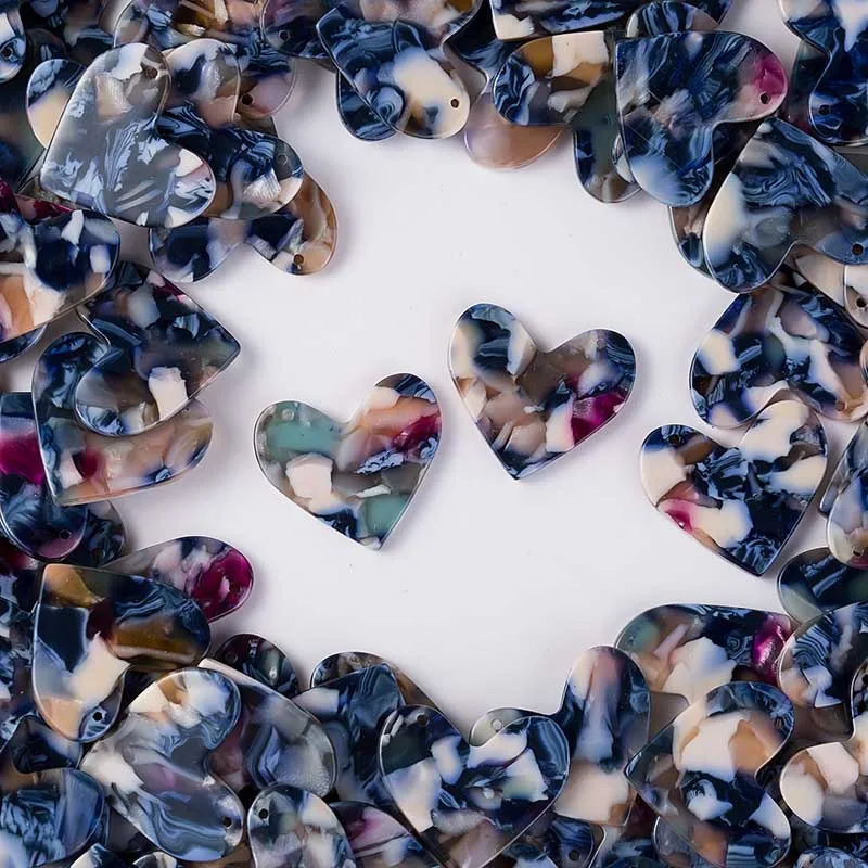 Heart Acetate Cabochon Gems For Native American Beaded Earring with a holes 23x20MM 30PCS/LOT am TAIDIAN|cabochon gem|gem cabochonheart gems |