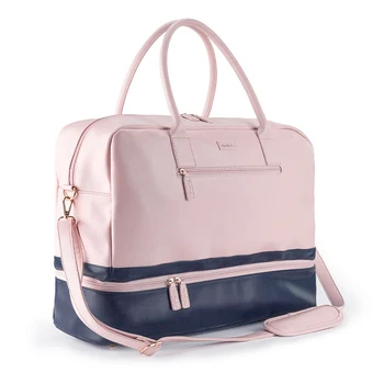 

Mealivos PU Fashion Women large pink Weekender Bag Overnight Travel bag Carry On Duffel with Shoe Pouch Duffel Bags