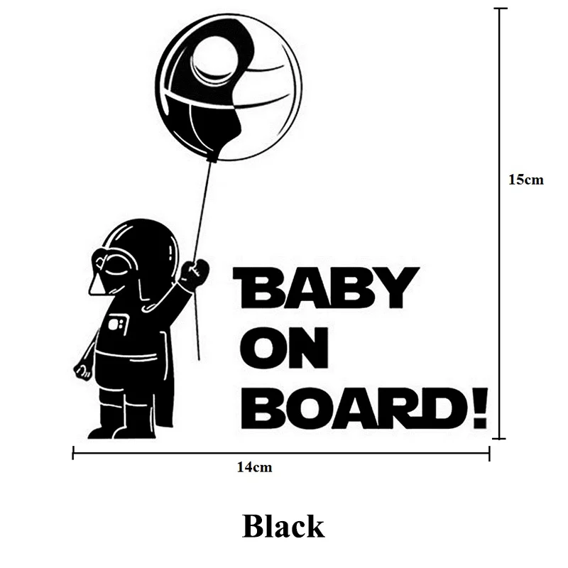 1pc SEEYULE Refective Car Sticker Baby on Board Cute Star Wars Jedi Car Styling Safety Warning Sticker for VW Golf Passat Audi