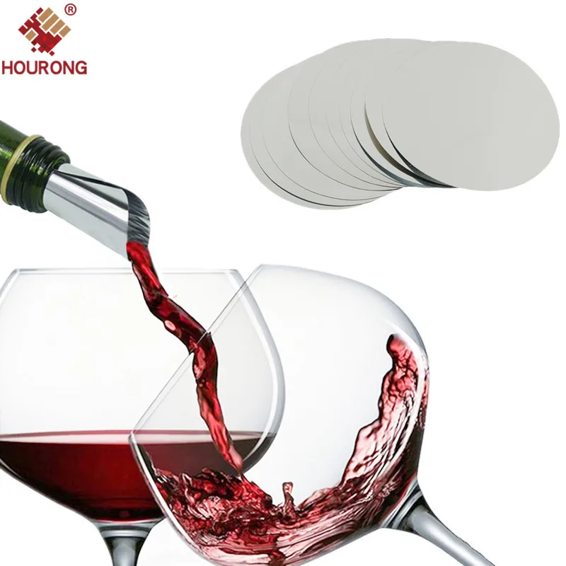 10 pcs/set Reusable Wine Pourer Silver Aluminum Foil No Drop Wine