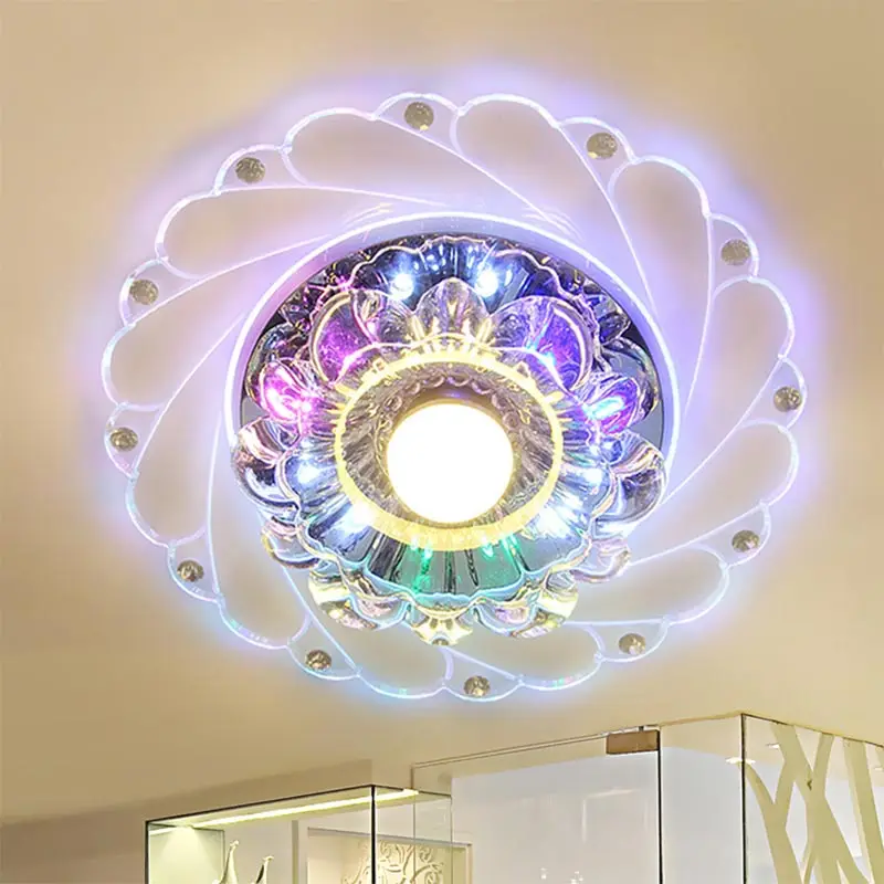 

ZINUO 2pcs Modern LED Crystal Ceiling Light Recessed Circular 3W Mini Ceiling Lamp Rotunda Light Living Room Aisle for Kitchen