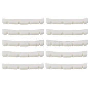 

Yibuy 10 x Cattle Bone Slotted Nuts for 4-string Electric Guitar Bass Replacement