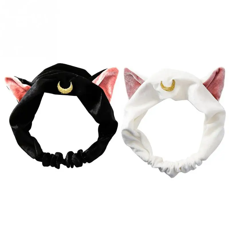 

Cat Ear Moon Pattern Women Girls Elastic Hair Band Shower Make Up Headband