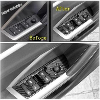 

Lapetus Inner Door Armrest Window Lift Button Cover Trim Matte / Carbon Fiber ABS Accessories Interior Fit For Audi Q3 2019 2020