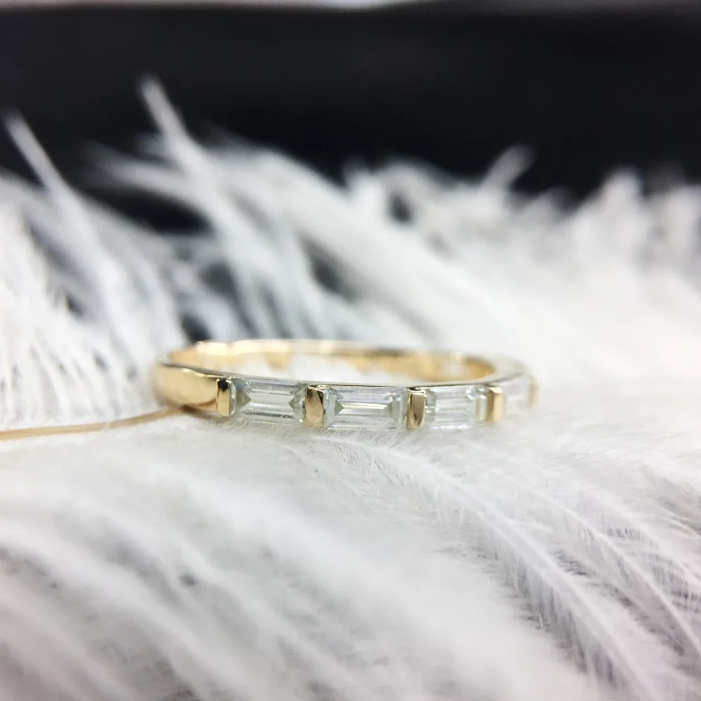 Лаборатория Grown Diamond 0.7ctw багет огранка муассанит обручальное кольцо одноцветное 14 к желтое золото DF цвет отличная огранка для женщин
