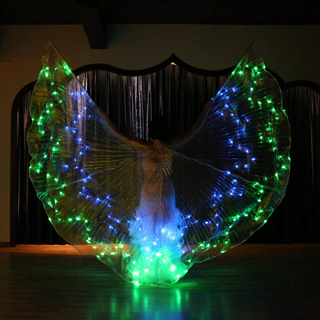 36 Color Changing LED Isis Wings Glow Light Up Belly Dance Costumes with Sticks