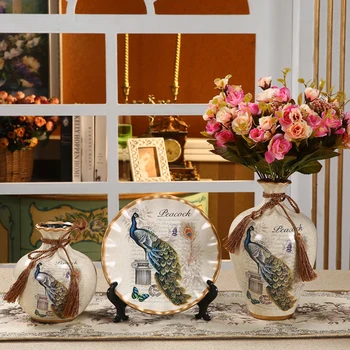 

3pcs / Set Antique Ceramic Vase European style traditional Vase creative Wedding Gifts Home decor Handicraft Furnishing Articles